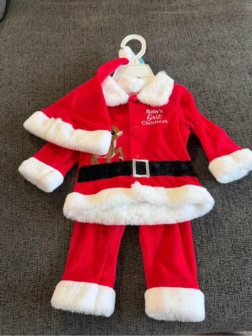 Baby's First Christmas Santa Outfit - Red & White 3-Piece Set